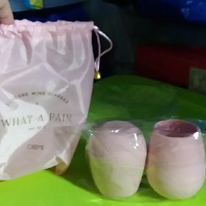Odeme pink silicone stemless wine glasses
